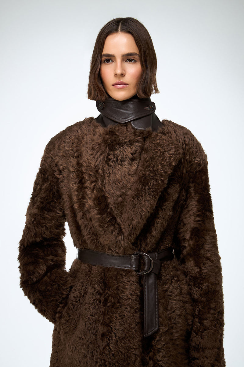 Gabrielle - Brown Shearling Coat