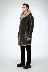Teo - Anthracite - Beige Shearling Coat