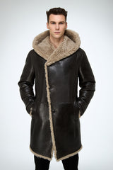 Teo - Anthracite - Beige Shearling Coat