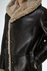 Teo - Anthracite - Beige Shearling Coat