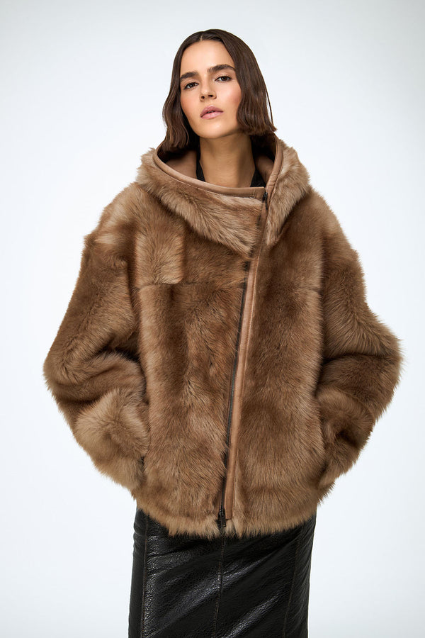 Linda - Sand Shearling Jacket