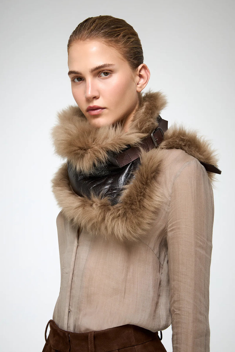 VSP - Jacotte - Desert Beige Leather Neckwarmer