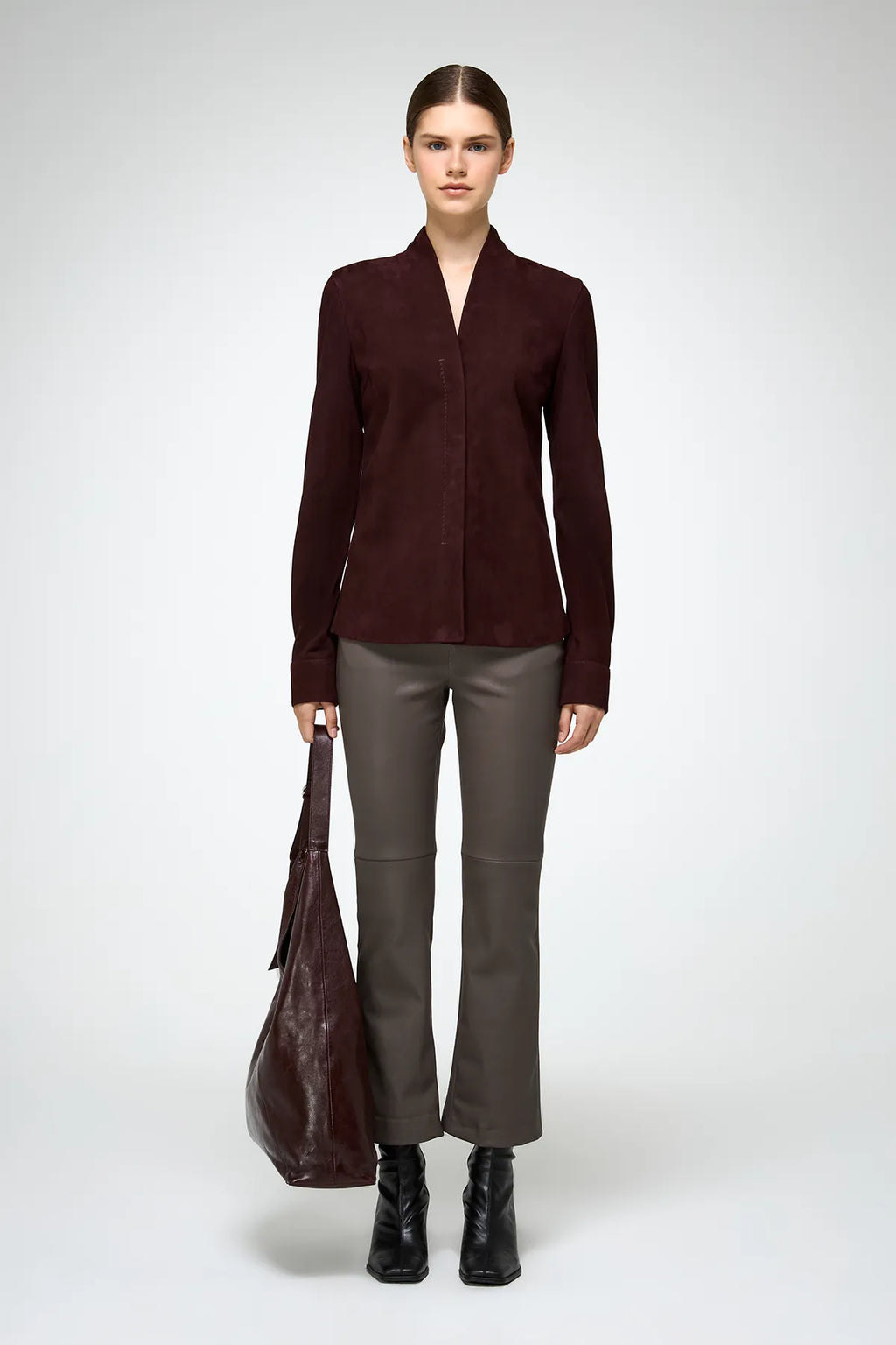 V S P - Talia - Burgundy Leather Shirt V S P - Talia - Burgundy Leather Shirt