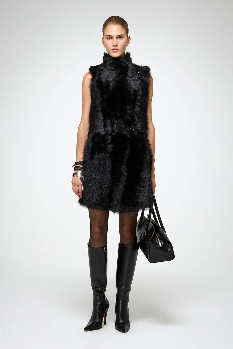 VSP - Siena - Black Shearling Vest