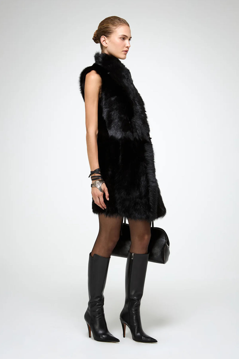 VSP - Siena - Black Shearling Vest
