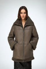 Dina - Stone Shearling Coat