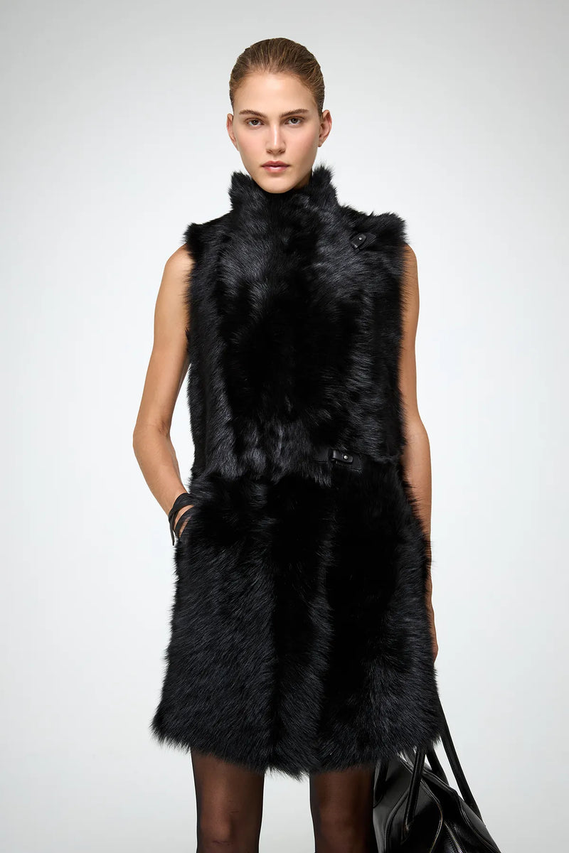 VSP - Siena - Black Shearling Vest