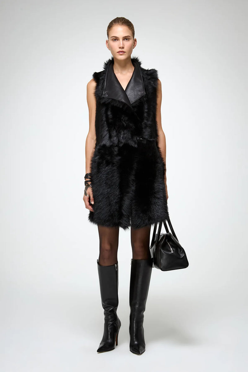 VSP - Siena - Black Shearling Vest