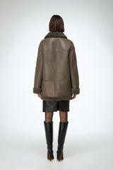Dina - Stone Shearling Coat