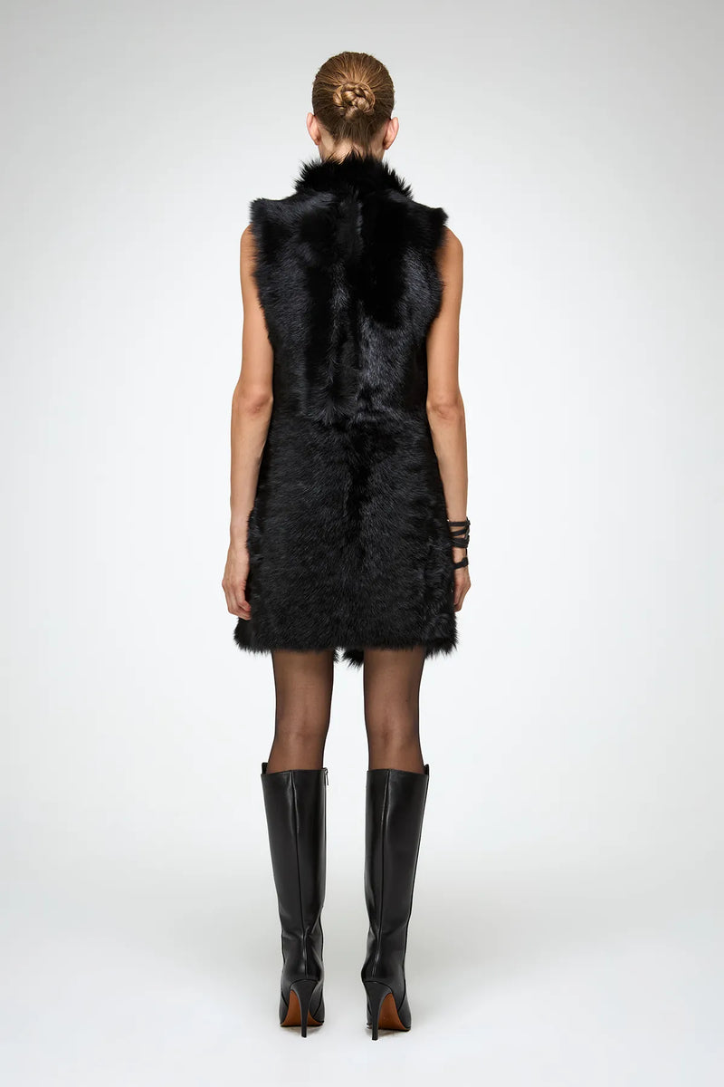 VSP - Siena - Black Shearling Vest