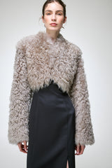 Ella - Veste en peau lainée grise