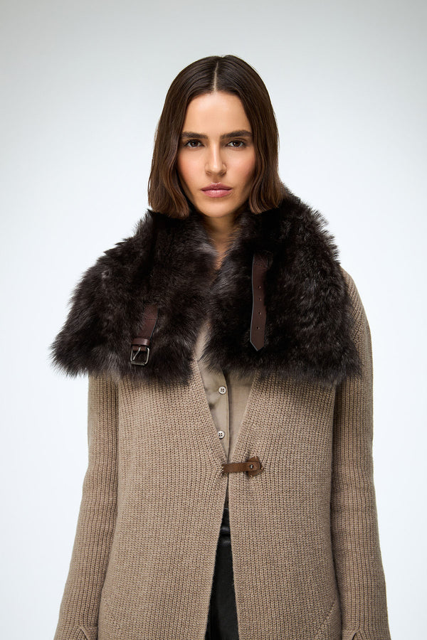 Jacotte - Dark Brown Leather Neckwarmer