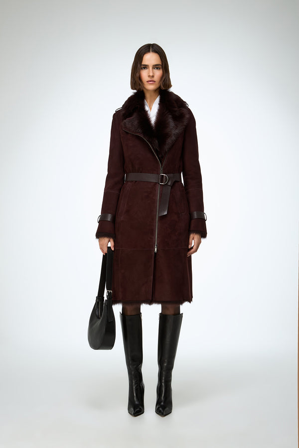 Lyza - Cherry Shearling Coat