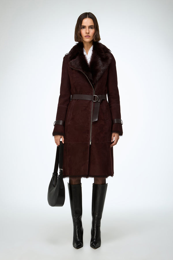 Lyza - Cherry Shearling Coat