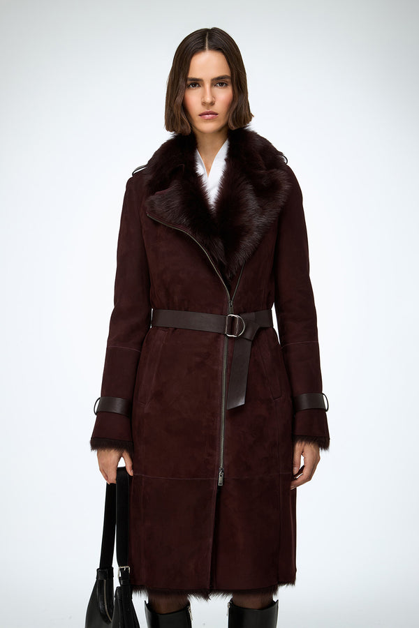 Lyza - Cherry Shearling Coat