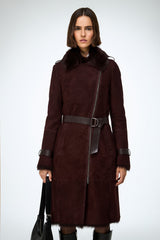 Lyza - Cherry Shearling Coat