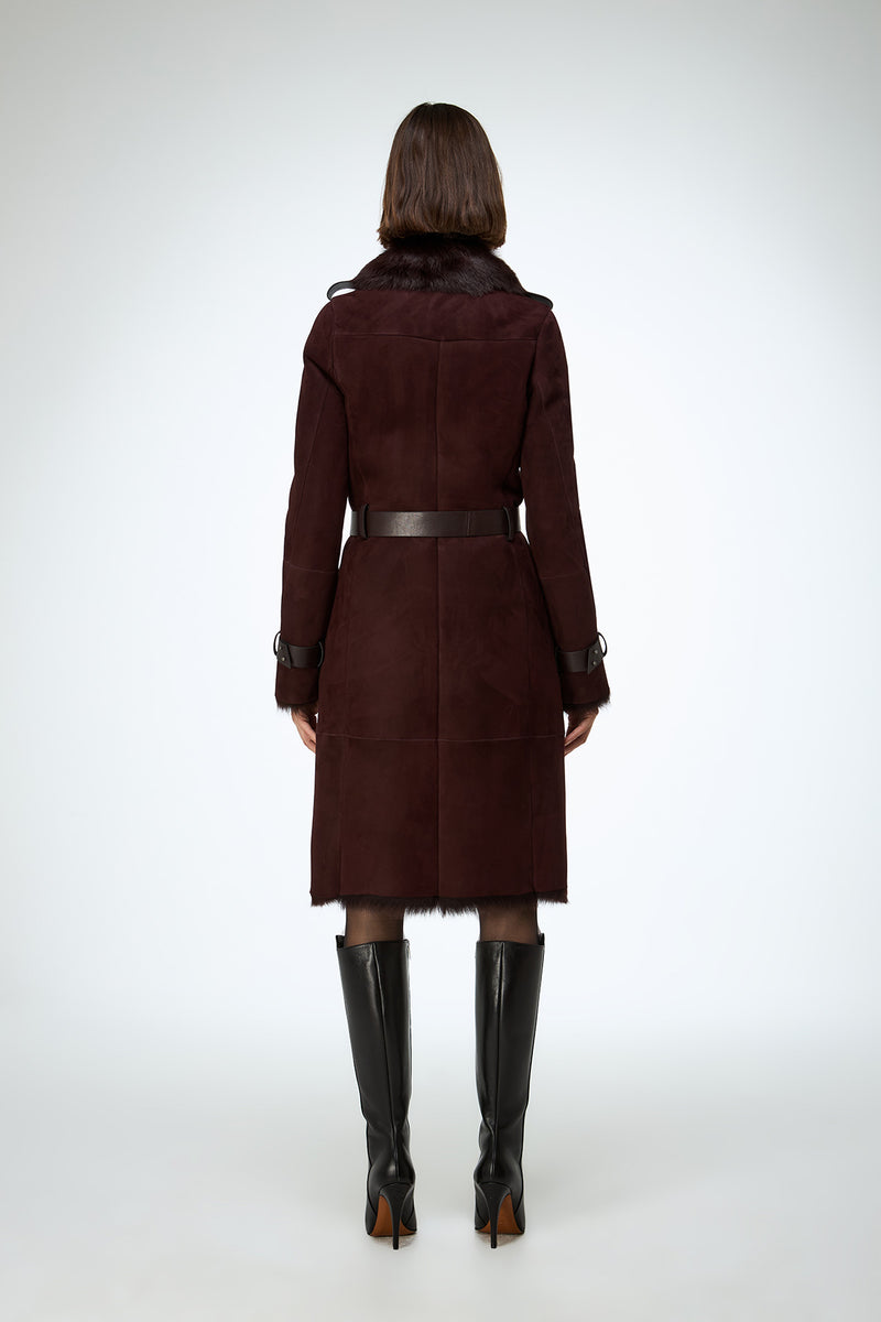 Lyza - Cherry Shearling Coat