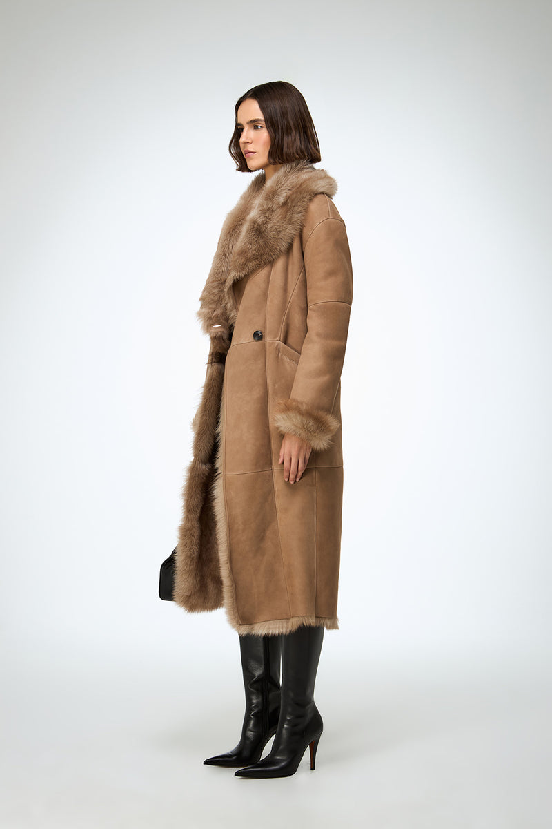 Rosanna - Sand Shearling Coat