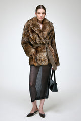Rhea - Dark Brown Shearling Coat