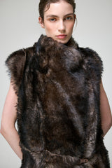 Irene - Olive Shearling Vest
