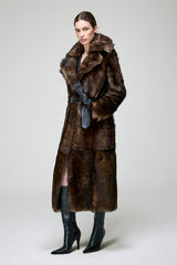 Kirsten - Manteau en peau lainée olive