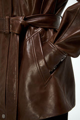 Chiara - Tobacco Leather Coat