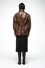 Chiara - Tobacco Leather Coat