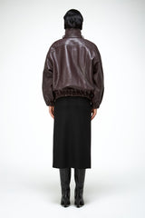 May - Dark Bordeaux Leather Jacket