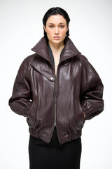 May - Dark Bordeaux Leather Jacket