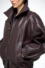 May - Dark Bordeaux Leather Jacket