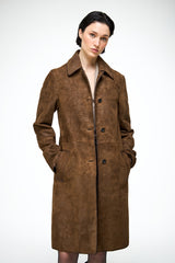 Esther - Olive Leather Coat