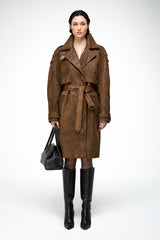 Ira - Olive Leather Coat