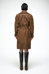 Ira - Olive Leather Coat