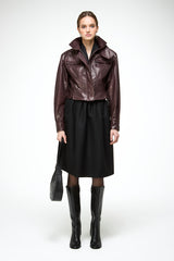 Gaia - Dark Bordeaux Leather Jacket