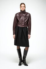 Gaia - Dark Bordeaux Leather Jacket