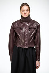 Gaia - Dark Bordeaux Leather Jacket