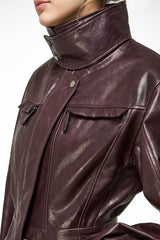 Gaia - Dark Bordeaux Leather Jacket