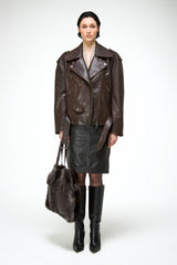 Alessia - Brown Leather Coat