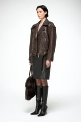 Alessia - Brown Leather Coat
