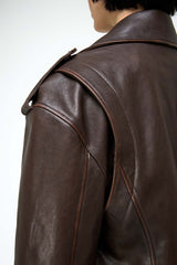 Alessia - Brown Leather Coat