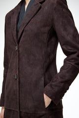 Laurence - Dark Bordeaux Leather Coat
