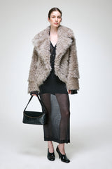 Cecilia - Manteau en peau lainée gris