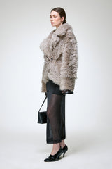 Cecilia - Manteau en peau lainée gris