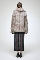Cecilia - Manteau en peau lainée gris