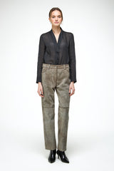 Lina - Beige Leather Pants