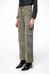 Lina - Beige Leather Pants