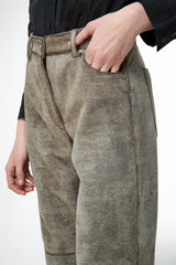 Lina - Beige Leather Pants