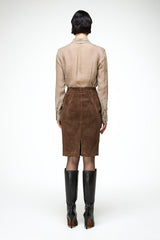 Mona - Jupe en cuir Tabac