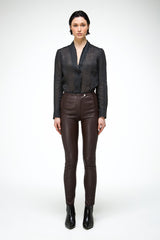 Helga - Pantalon en cuir Bordeaux