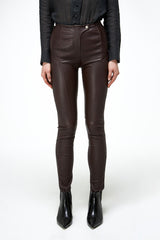 Helga - Pantalon en cuir Bordeaux